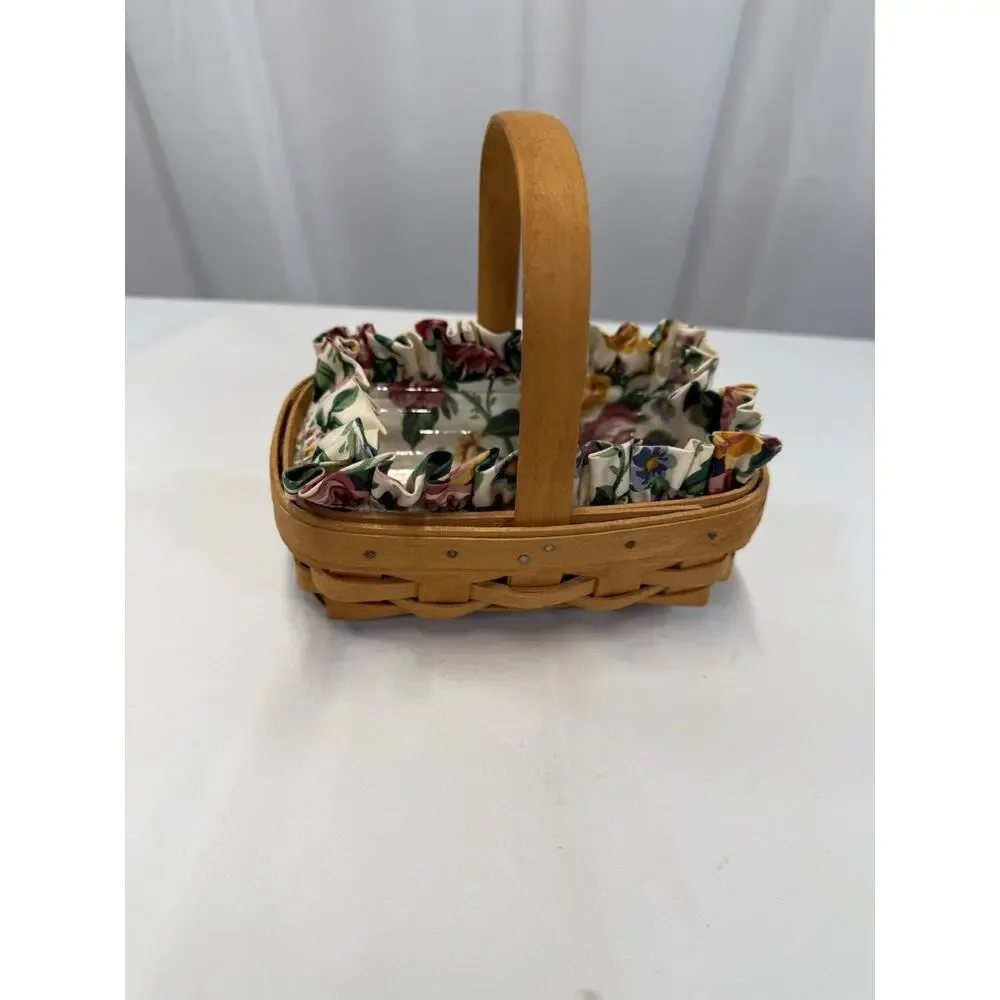 1996 Longaberger Horizon of Hope Basket Rose Liner, Protector & Recipe Cards